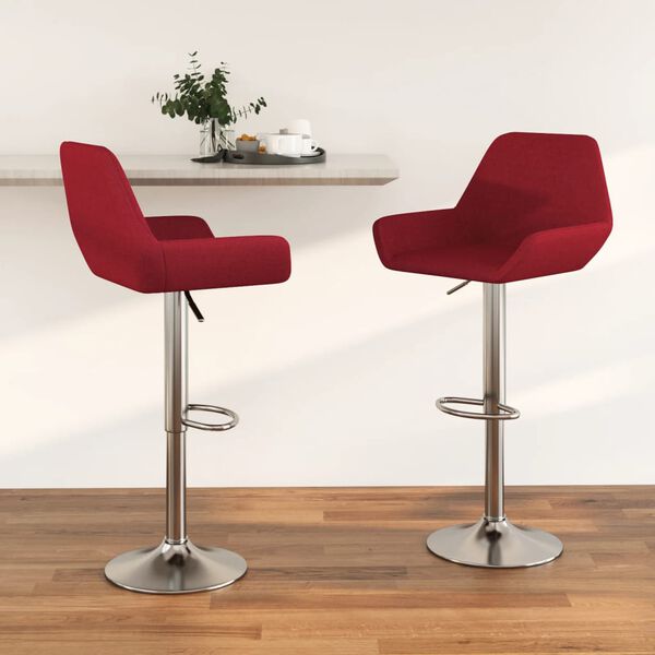 vidaXL Tabourets de bar lot de 2 rouge bordeaux tissu