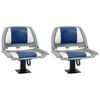 vidaXL Ensemble de si&egrave;ges de bateau pliables 4 pcs bleu et blanc