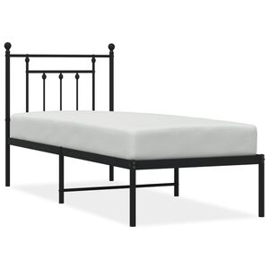 vidaXL Cadre de lit m&eacute;tal sans matelas avec t&ecirc;te de lit noir 75x190 cm