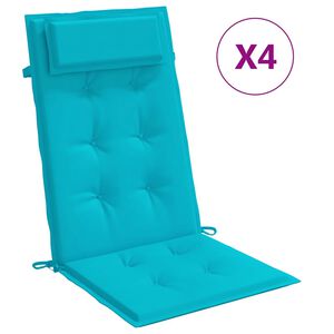vidaXL Coussins de chaise &agrave; dossier haut lot de 4 turquoise