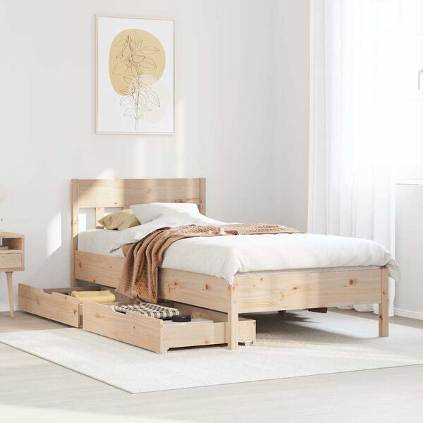 vidaXL Cadre de lit sans matelas 75x190 cm bois de pin massif