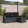 vidaXL Ensemble de canap&eacute; de jardin avec coussin 4 pcs Noir polyrotin