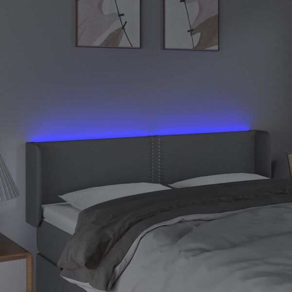 vidaXL T&ecirc;te de lit &agrave; LED Gris clair 147x16x78/88 cm Tissu