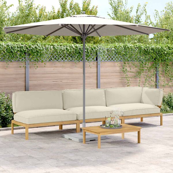 vidaXL Ensemble de Canap&eacute;s Uni 4 pcs Cr&egrave;me Bois d'Acacia Massif