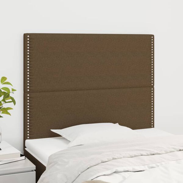 vidaXL T&ecirc;te de lit marron fonc&eacute; 80x5x118/128 cm Tissu