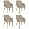 vidaXL Chaises à manger lot de 4 beige tissu et chêne massif