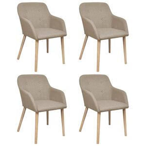 vidaXL Chaises &agrave; manger lot de 4 beige tissu et ch&ecirc;ne massif