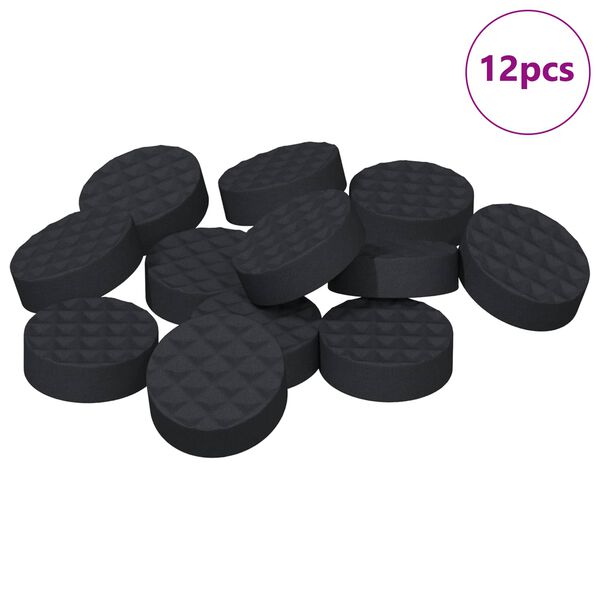 vidaXL Tapis de pieds de meubles 12 pcs Noir &Oslash; 14 x 4 mm EVA
