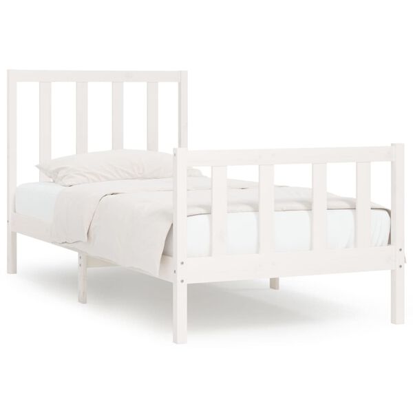 vidaXL Cadre de lit sans matelas blanc 75x190 cm bois massif