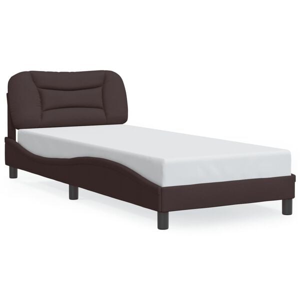vidaXL Cadre de lit avec LED sans matelas Hvar marron fonc&eacute; 90x190 cm tissu