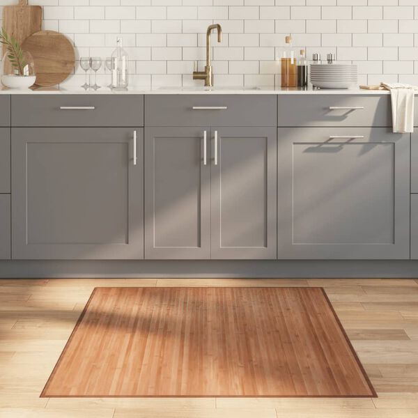 vidaXL Tapis carr&eacute; naturel 100x100 cm bambou