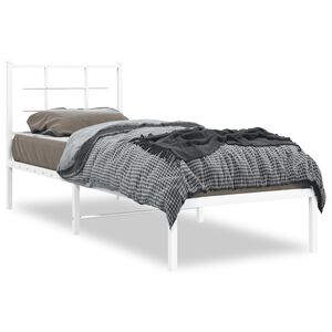 vidaXL Cadre de lit m&eacute;tal sans matelas avec t&ecirc;te de lit blanc 80x200cm