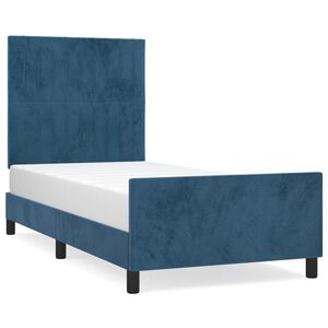 vidaXL Cadre de lit sans matelas bleu fonc&eacute; 90x190 cm velours