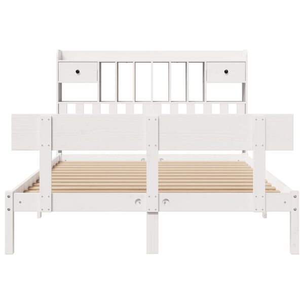 vidaXL Lit bibliothèque sans matelas blanc 140x190 cm bois pin massif