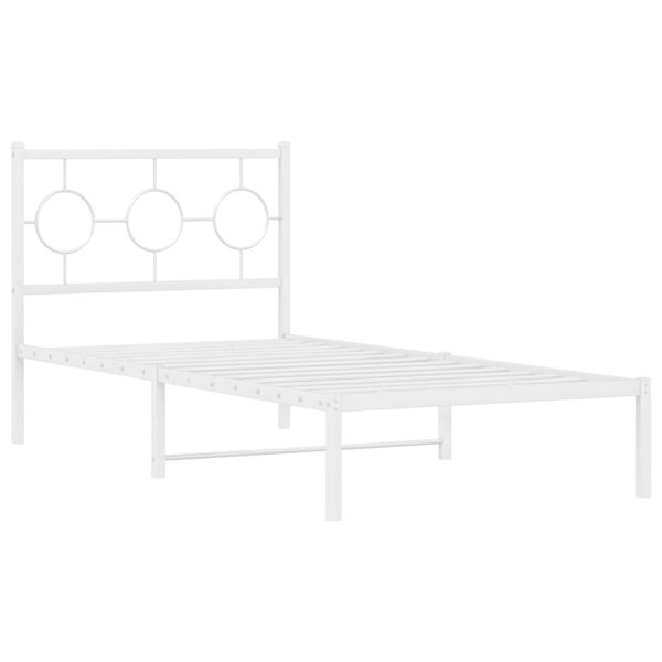 vidaXL Cadre de lit métal sans matelas avec tête de lit blanc 90x200cm