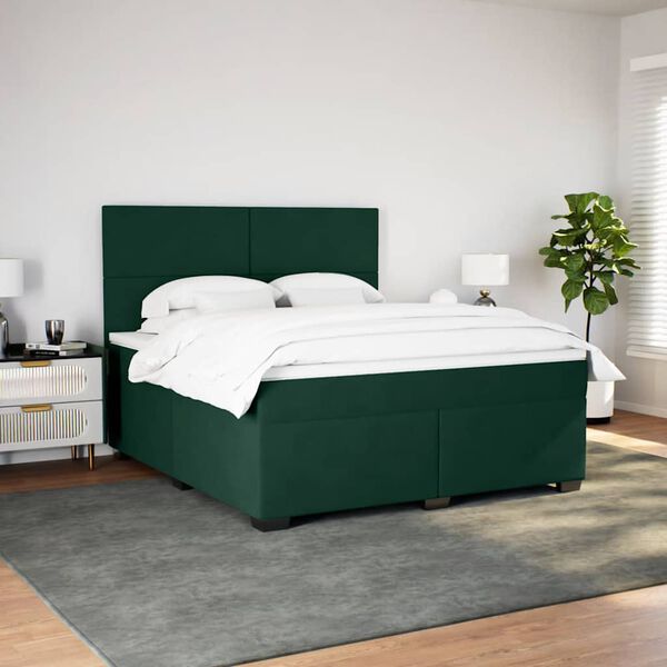 vidaXL Sommier &agrave; lattes de lit et matelas Vert fonc&eacute; 180x200cm Velours