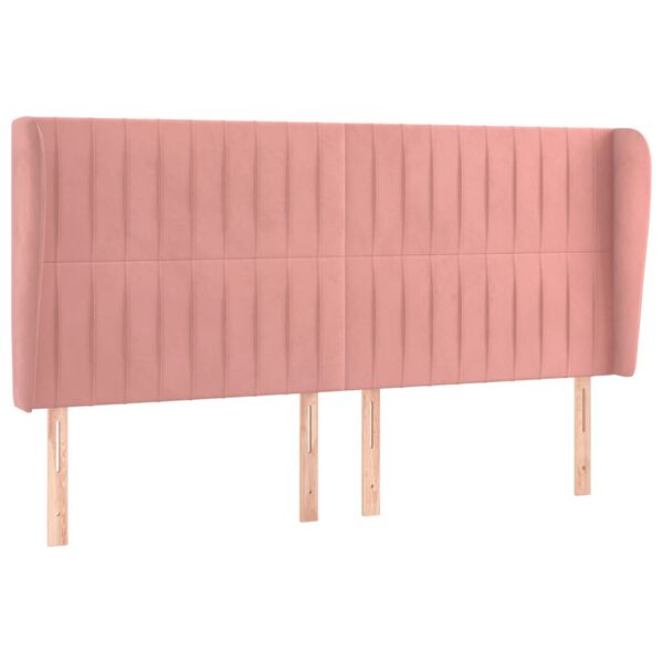 vidaXL T&ecirc;te de lit avec oreilles Rose 163x23x118/128 cm Velours