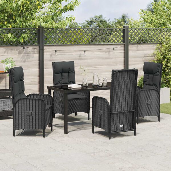 vidaXL Ensemble de salle à manger pour jardin 5 pcs Noir polyrotin