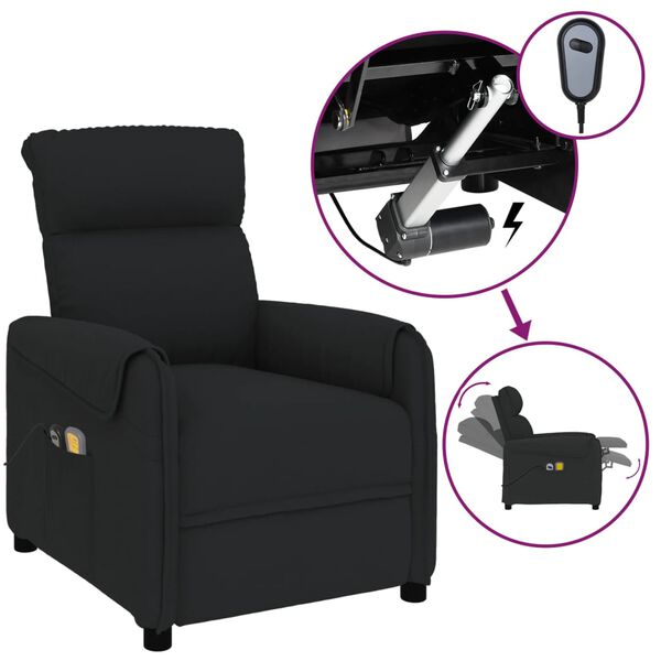 vidaXL Fauteuil électrique de massage Noir Tissu