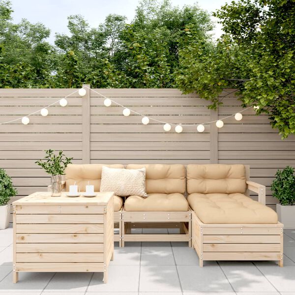 vidaXL Salon de jardin 5 pcs bois de pin massif