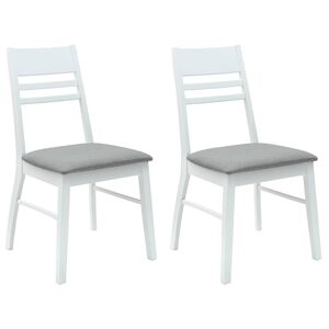 vidaXL Chaises de salle &agrave; manger 2 pc Bois de Caoutchouc Massif Blanc