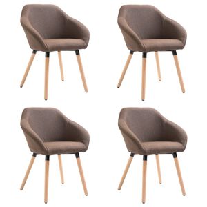 vidaXL Chaises &agrave; manger lot de 4 marron tissu
