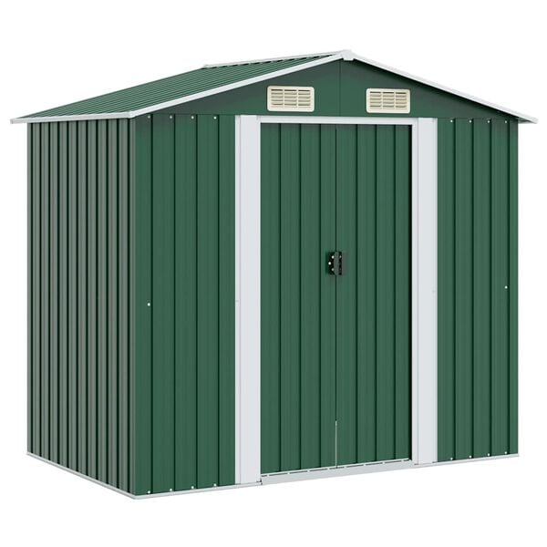 vidaXL Abri de stockage pour jardin M&eacute;tal Vert 204 x 132 x 186 cm