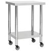 vidaXL Table de travail de cuisine avec roues 60x45x85 cm Inox