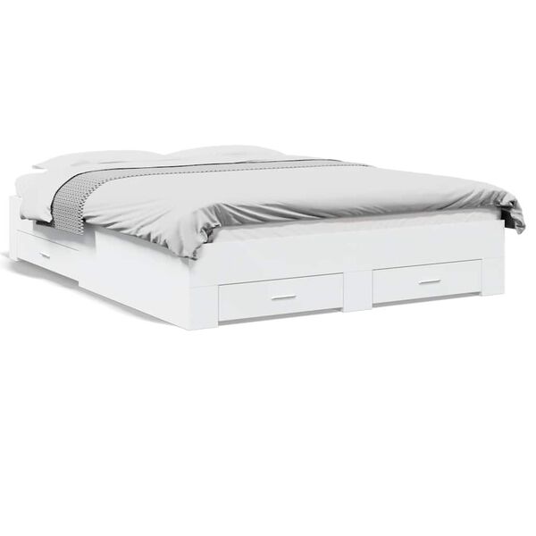 vidaXL Cadre de lit avec tiroirs sans matelas blanc 150x200 cm
