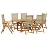 vidaXL Ensemble &agrave; manger de jardin 7 pcs beige rotin et bois massif