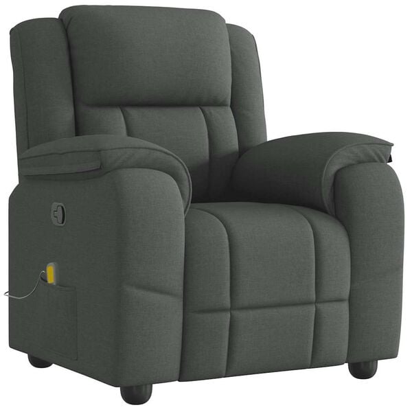vidaXL Fauteuil de massage inclinable Gris fonc&eacute; Tissu