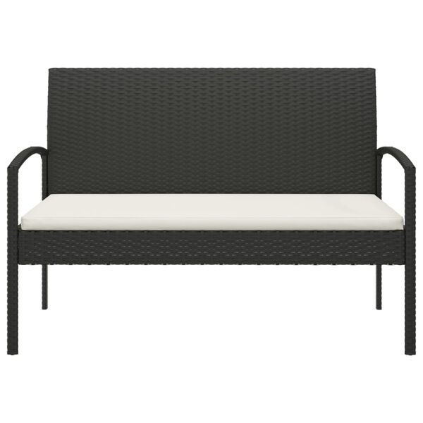 vidaXL Banc de jardin avec coussin noir 105 cm r&eacute;sine tress&eacute;e