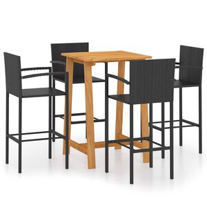 vidaXL Ensemble de bar de jardin 5 pcs Noir