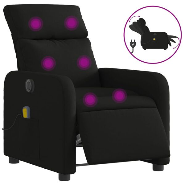 vidaXL Fauteuil de massage inclinable &eacute;lectrique Noir Tissu
