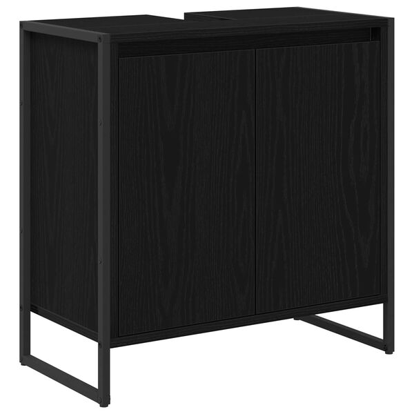 vidaXL Cabinet de salle de bain avec porte Ch&ecirc;ne noir 60 x 30 x 60 cm