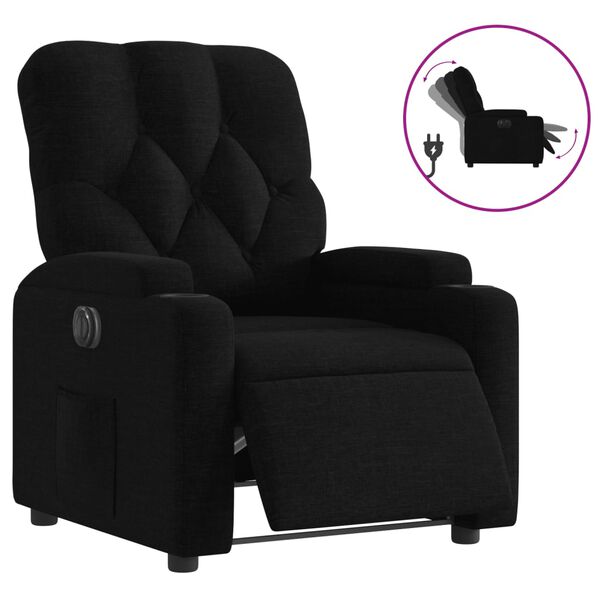vidaXL Fauteuil inclinable &eacute;lectrique Noir Tissu