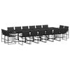 vidaXL Ensemble &agrave; manger de jardin avec coussins 17 pcs noir textil&egrave;ne