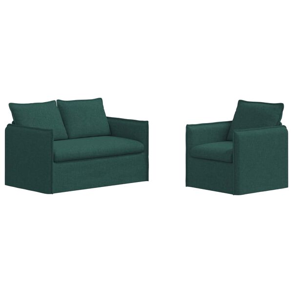 vidaXL Ensemble de Canap&eacute;s 2 pcs Vert fonc&eacute; 196 x 82 x 85 cm tissu