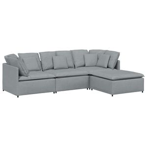 vidaXL Canap&eacute; modulable avec repose-pieds et coussins en tissu gris clair