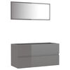 vidaXL Ensemble de meubles de salle de bain 2 pcs Gris brillant