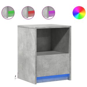 vidaXL Armoire de chevet et lumi&egrave;res LED gris b&eacute;ton bois d'ing&eacute;nierie