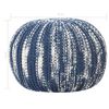 vidaXL Pouf tricot&eacute; &agrave; la main Bleu et blanc 50 x 35 cm Laine