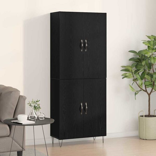 vidaXL Haut Armoire 2 pcs Ch&ecirc;ne noir Bois d'ing&eacute;nierie et verre