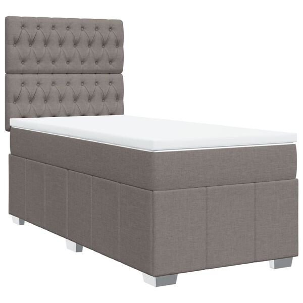 vidaXL Sommier &agrave; lattes de lit avec matelas Taupe 80x200 cm Tissu