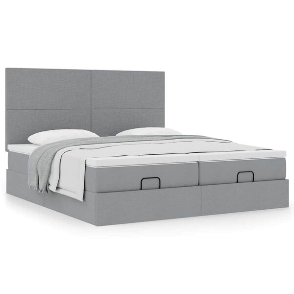 VidaXL Cadre de lit ottoman et matelas gris clair 200x200cm tissu