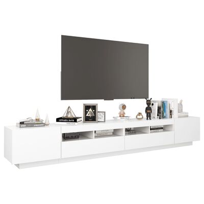 vidaXL Meuble TV avec lumières LED Blanc 260x35x40 cm