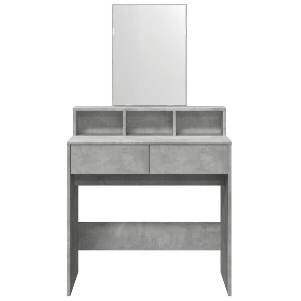 vidaXL Coiffeuse avec miroir gris béton 80x41x144,5 cm