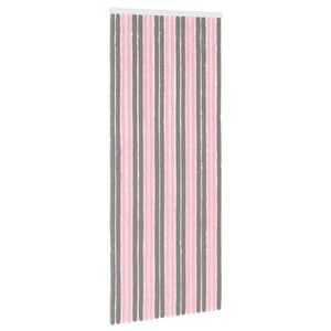 vidaXL Rideau anti-insectes en chenille Gris Argent et Rose
