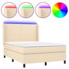 vidaXL Sommier &agrave; lattes de lit matelas et LED Cr&egrave;me 140x190 cm Tissu