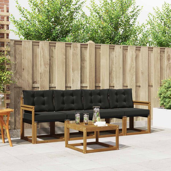 vidaXL Ensemble de canap&eacute;s d'ext&eacute;rieur 5 pcs Naturel et Noir